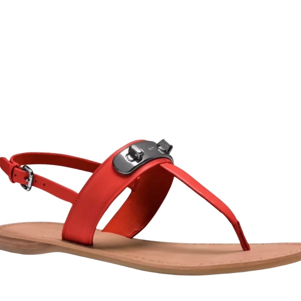 Coach Gracie Swagger Thong Sandals Burnt Orange Size 6.5 B New In Box - Picture 2 of 14